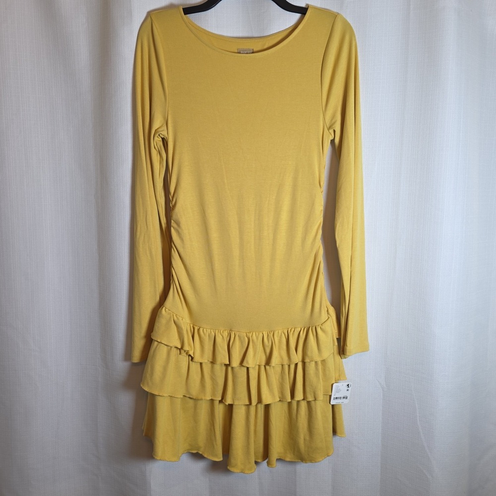 Free People Free-est Drop-Waist Ruffle Midi Dress Womens L Boho Hippie NWT